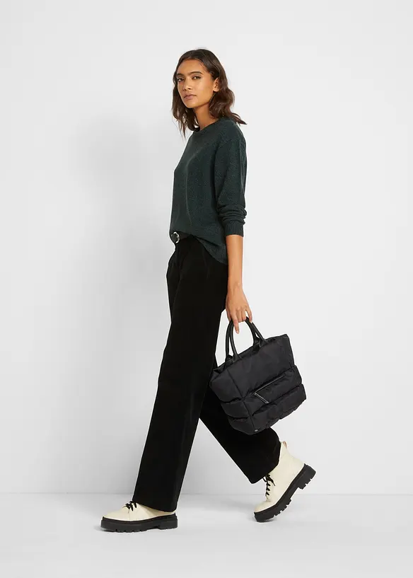 Strick-Pullover mit Rundhals-Ausschnitt in Melange, bonprix