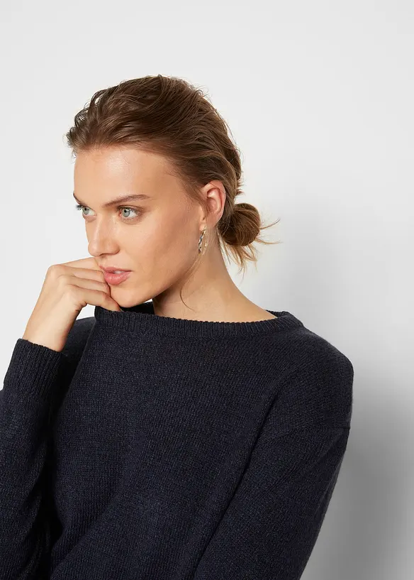 Pull en maille chin&eacute;e &agrave; col rond, bonprix