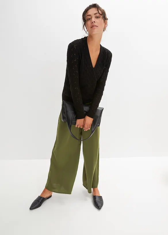 Ajour-Pullover in Wickeloptik, bonprix