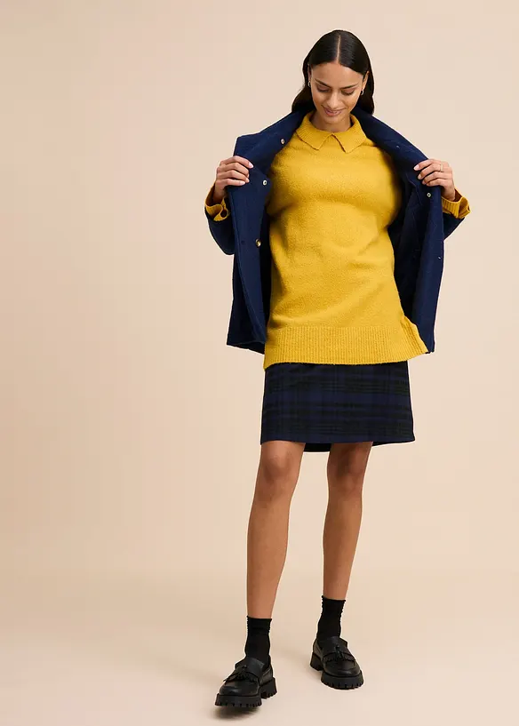 Pull oversize &agrave; col roul&eacute; ouvert et fentes lat&eacute;rales, bonprix