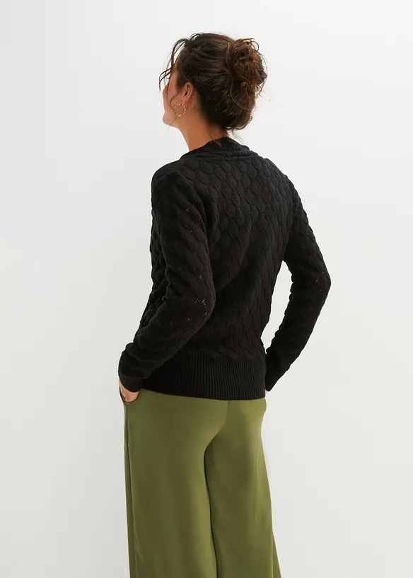 Ajour-Pullover in Wickeloptik, bonprix