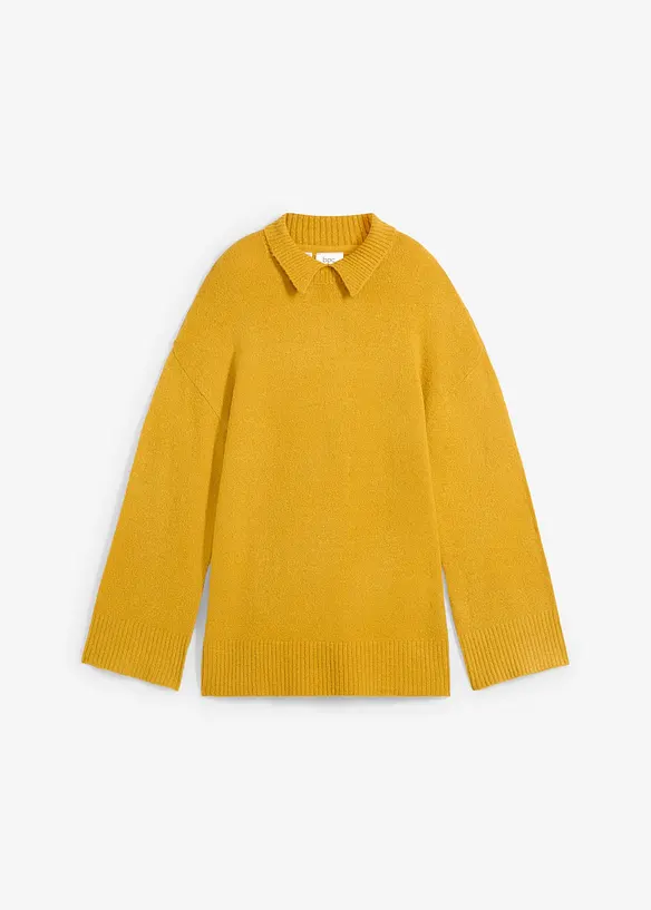 Pull oversize &agrave; col roul&eacute; ouvert et fentes lat&eacute;rales, bonprix