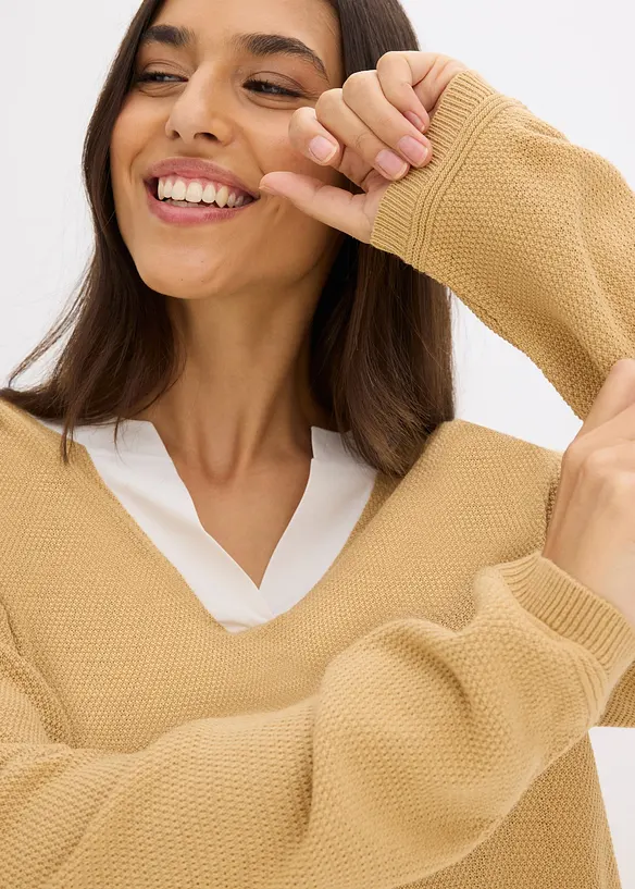 Feinstrickpullover mit Bluseneinsatz, bonprix