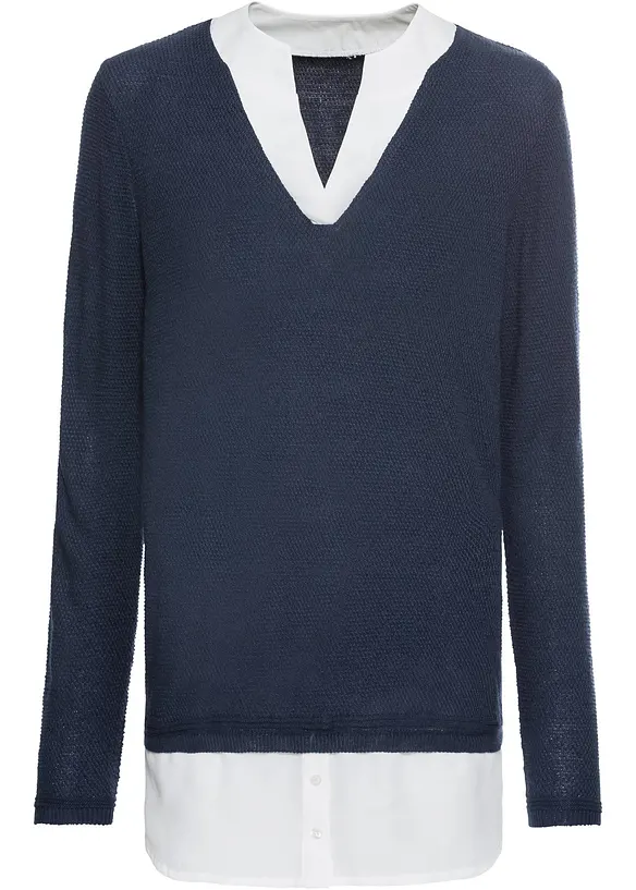Feinstrickpullover mit Bluseneinsatz, bonprix