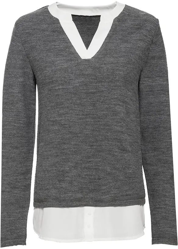 Feinstrickpullover mit Bluseneinsatz, bonprix