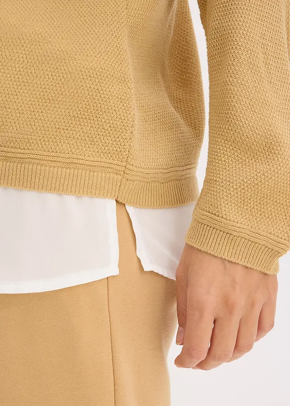 Feinstrickpullover mit Bluseneinsatz, bonprix