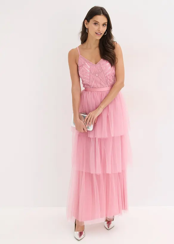 Abendkleid mit Spitze und feinem T&uuml;ll-Rock, bonprix