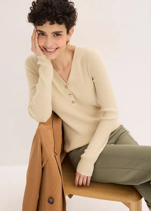 Rippenpullover mit Viskose, bonprix