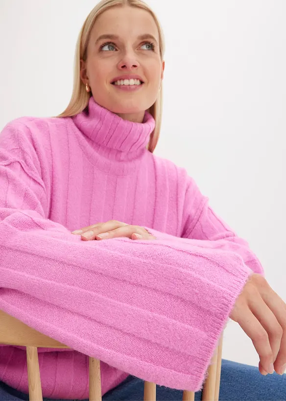 Gerippter Rollkragenpullover, bonprix