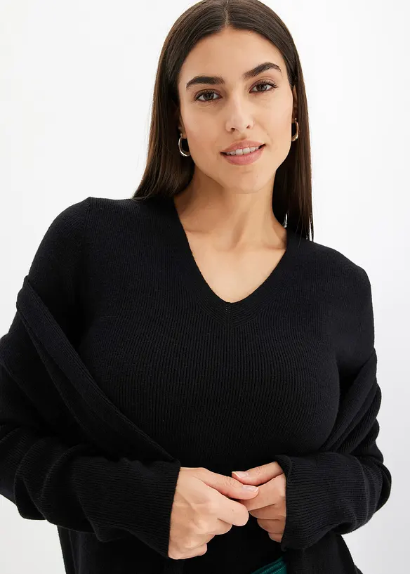 Pull manches courtes c&ocirc;tel&eacute;, bonprix