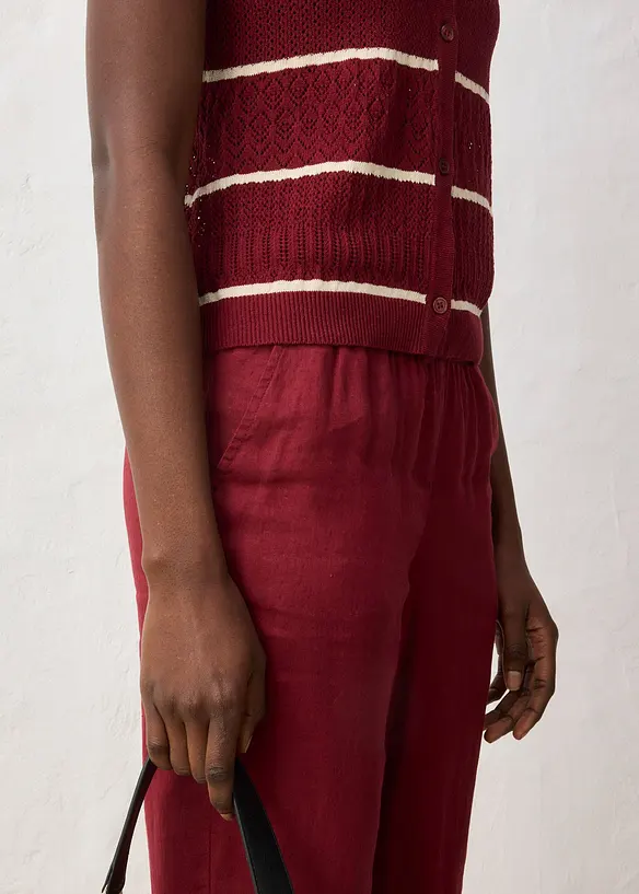 Ajour-Strickweste mit Leinenanteil, bonprix