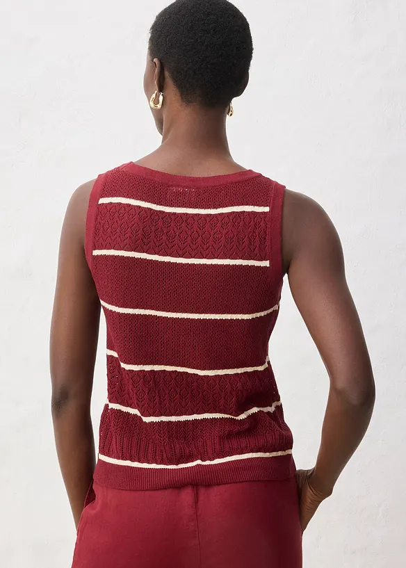 Ajour-Strickweste mit Leinenanteil, bonprix