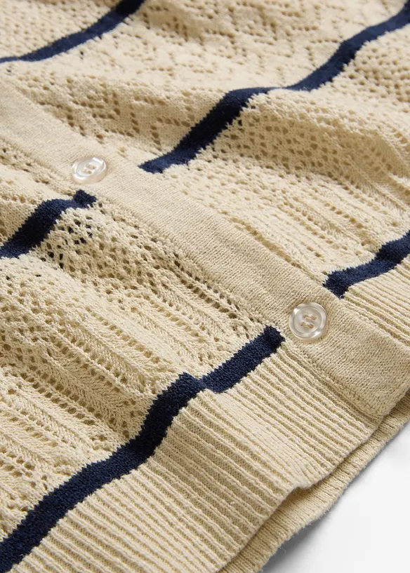 Ajour-Strickweste mit Leinenanteil, bonprix