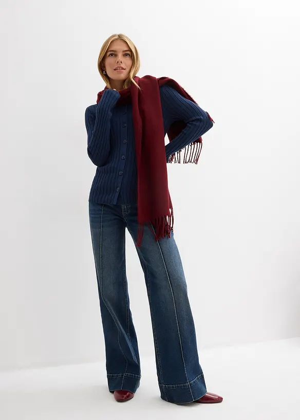 Geripptes Shirt aus flie&szlig;endem Viskose-Mix, bonprix