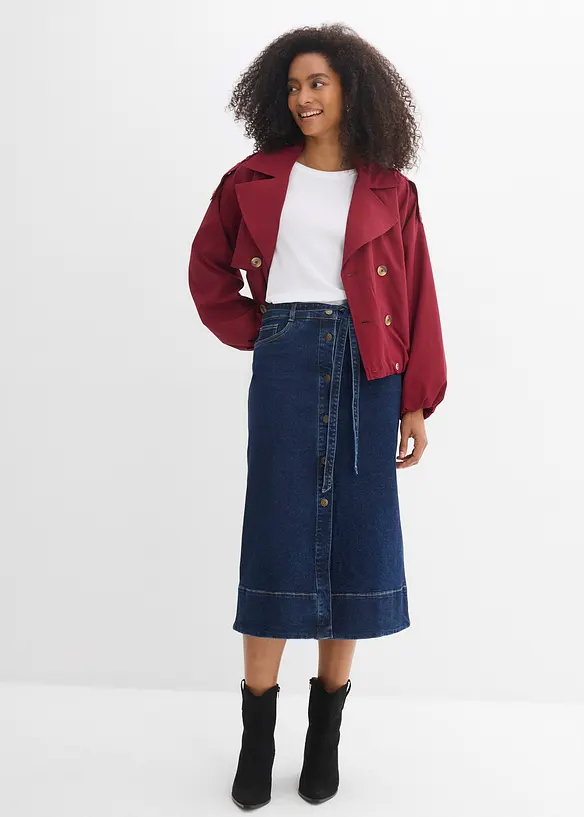 Jeansrock Midil&auml;nge mit Knopfleiste, bonprix