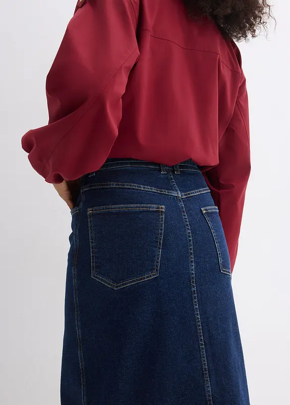 Jeansrock Midil&auml;nge mit Knopfleiste, bonprix