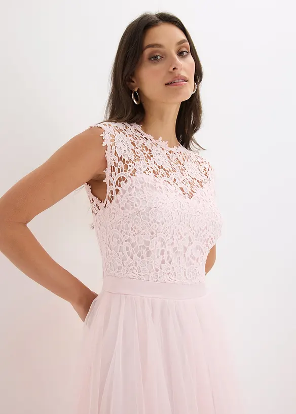 Abendkleid mit Spitze und Rock aus feinem T&uuml;ll, bonprix