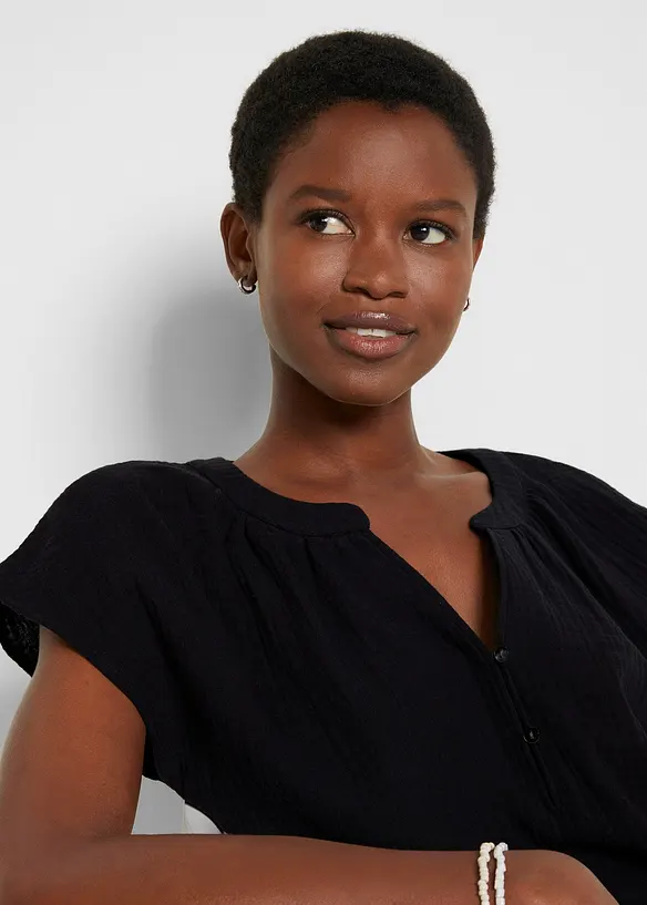 Musselin-Blusentop aus reiner Baumwolle, bonprix