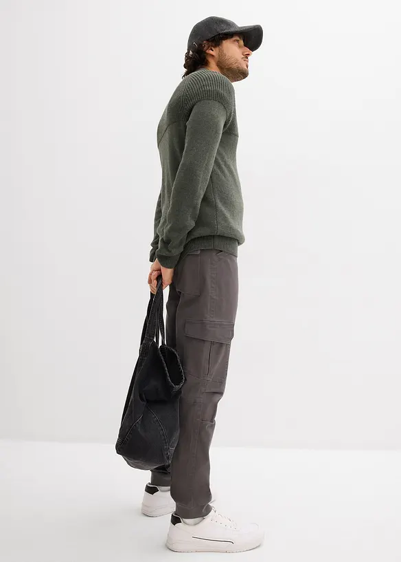 Relaxed Fit Cargohose aus reiner Baumwolle, Tapered, bonprix