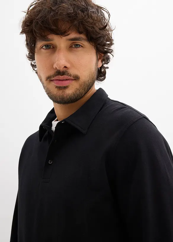 Langarm-Poloshirt aus extraweicher Baumwolle, Slim Fit, bonprix
