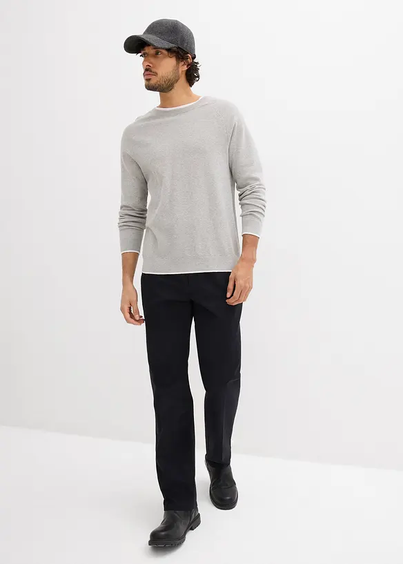 Feinstrickpullover mit doppeltem Kragen, bonprix