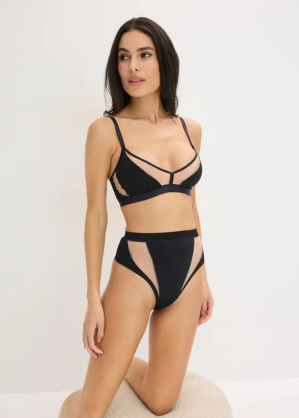 Bralette ohne B&uuml;gel mit transparenten Eins&auml;tzen, bonprix