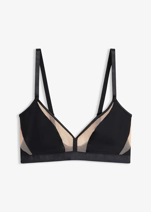 Bralette ohne B&uuml;gel mit transparenten Eins&auml;tzen, bonprix