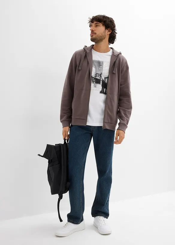 Sweat zipp&eacute; &agrave; capuche, bonprix