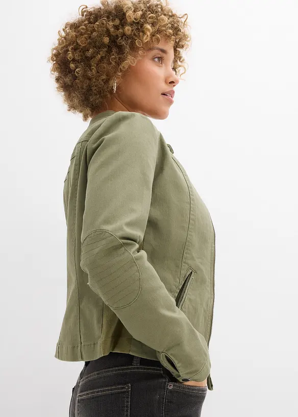 Jacke aus Baumwoll-Twill mit seitlichen Stretcheins&auml;tzen, bonprix