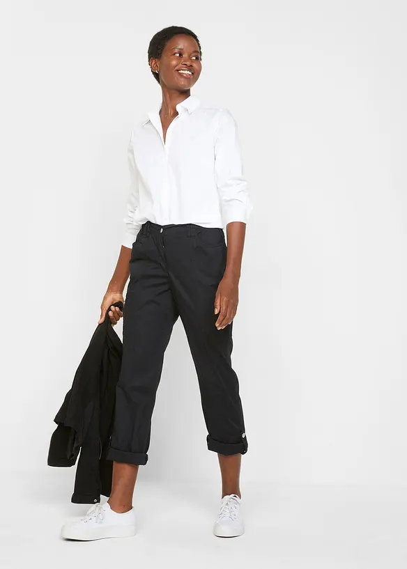 Jacke aus Baumwoll-Twill mit seitlichen Stretcheins&auml;tzen, bonprix