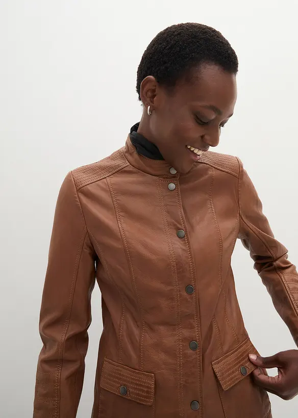 Veste en cuir nappa d&rsquo;agneau, bonprix