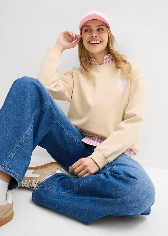 Sweat-shirt oversize en coton, bonprix