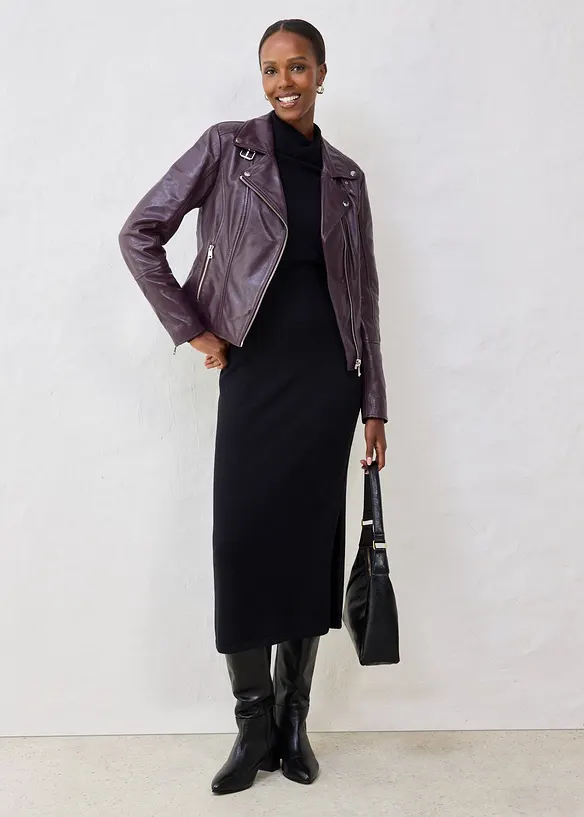 Veste biker en cuir nappa d&rsquo;agneau, bonprix