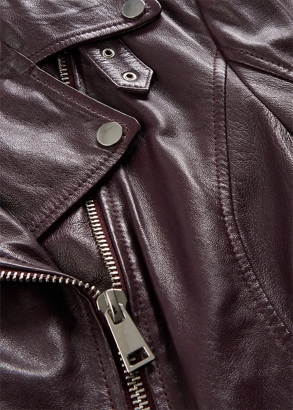 Veste biker en cuir nappa d&rsquo;agneau, bonprix