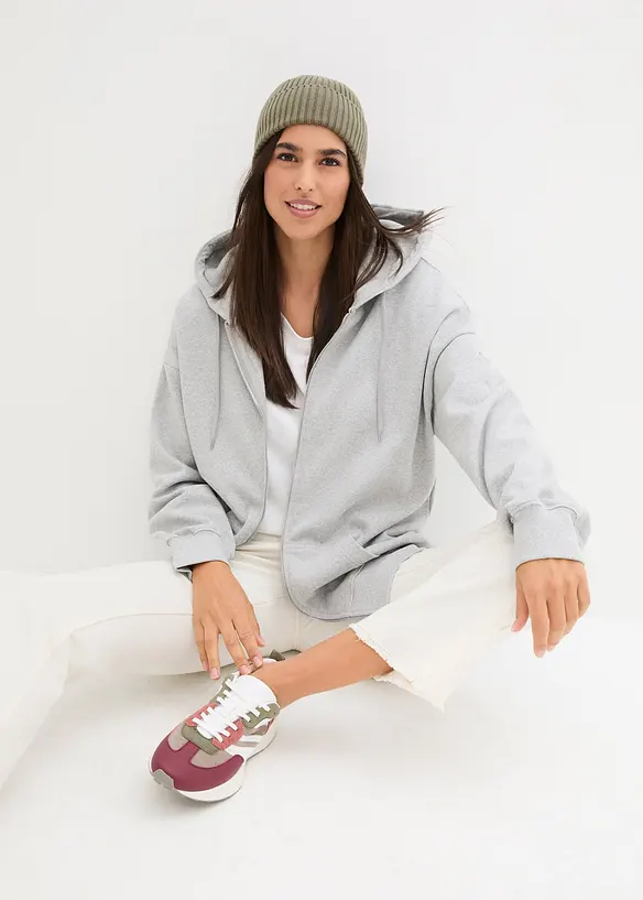 Sweat zipp&eacute; &agrave; capuche, bonprix