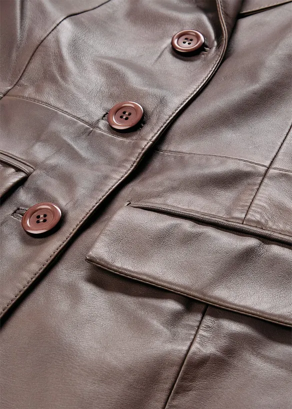 Manteau court en cuir d&rsquo;agneau nappa, bonprix