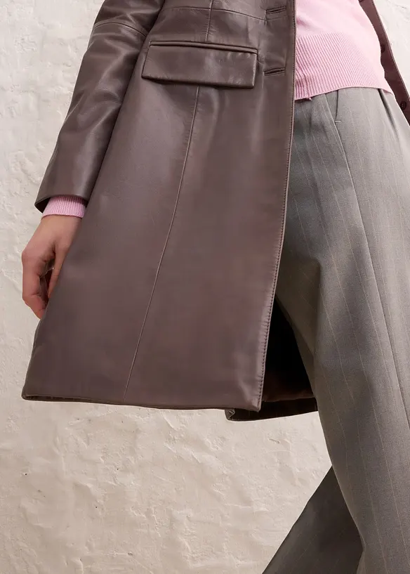 Manteau court en cuir d&rsquo;agneau nappa, bonprix