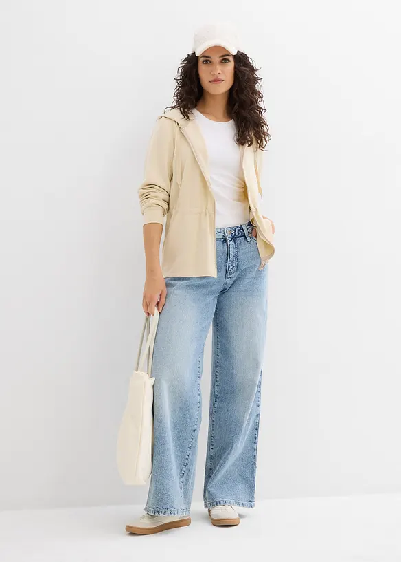 Kapuzen-Sweatjacke mit Elastik, bonprix