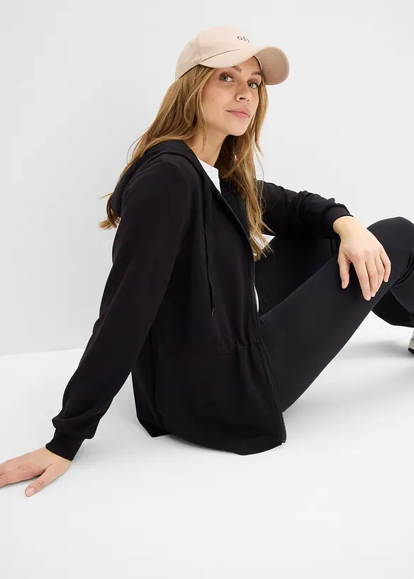 Kapuzen-Sweatjacke mit Elastik, bonprix