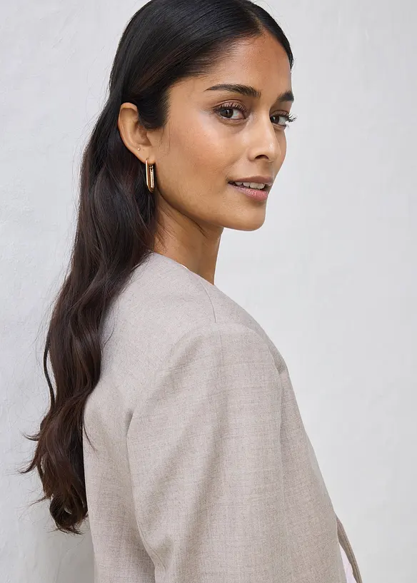 Kragenloser Blazer aus weichem Woll-Mix, bonprix