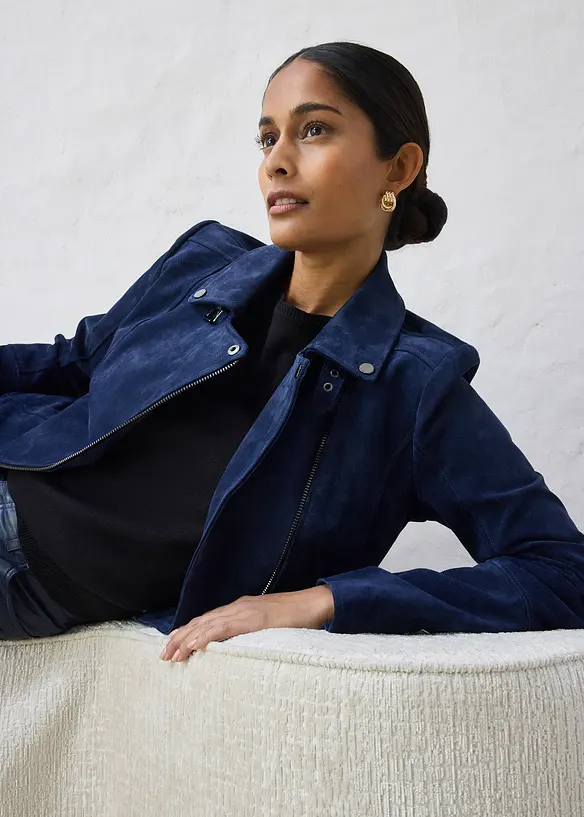 Biker-Velourslederjacke, bonprix