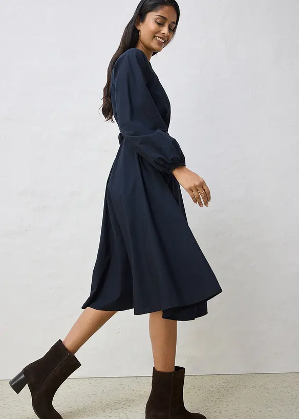 Hemdblusenkleid mit G&uuml;rtel aus Seiden-Anteil, bonprix