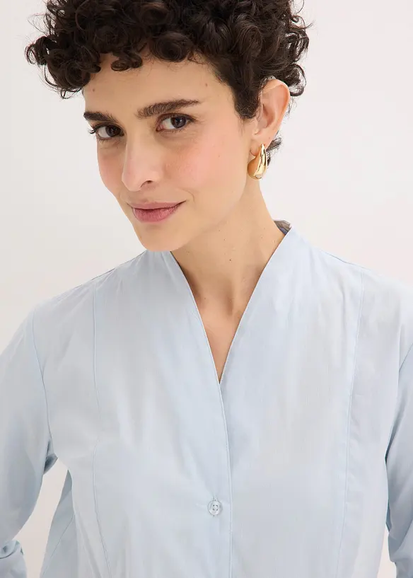 Chemisier en popeline &agrave; col montant, bonprix