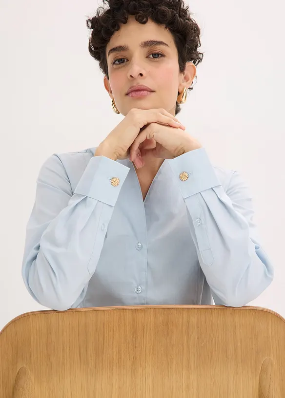 Chemisier en popeline &agrave; col montant, bonprix