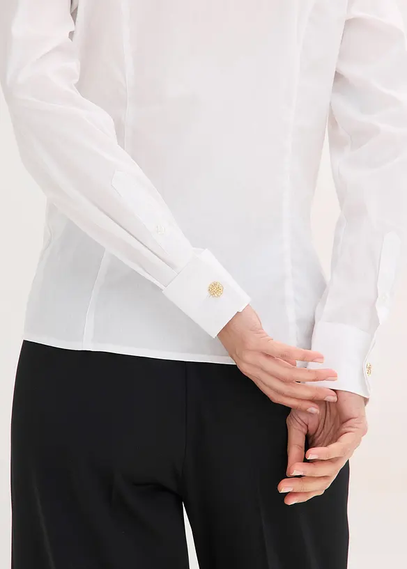 Chemisier en popeline &agrave; col montant, bonprix