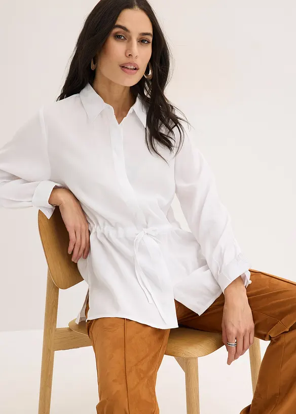 Popelinebluse mit eingelegten Falten, bonprix
