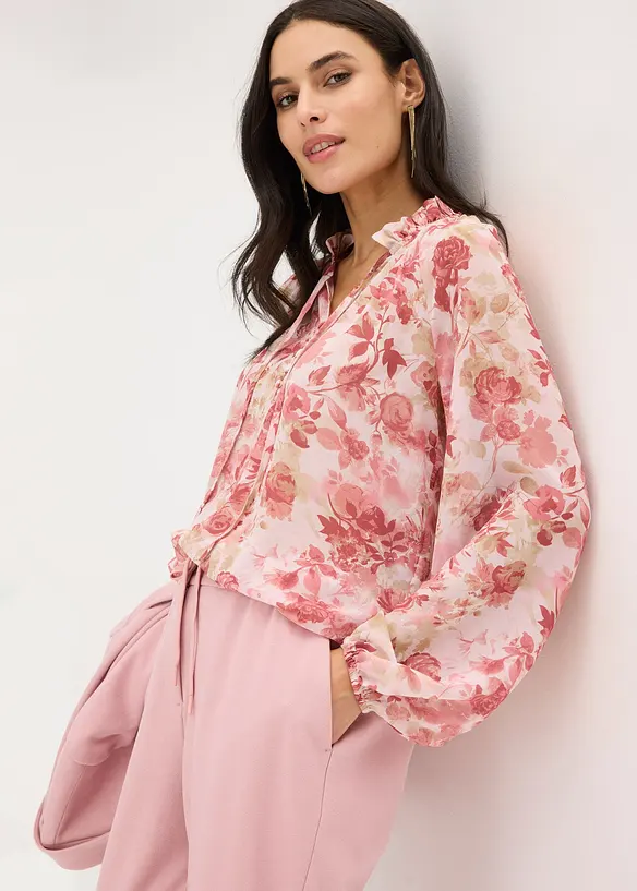 Tunique en mousseline avec lien &agrave; nouer, bonprix