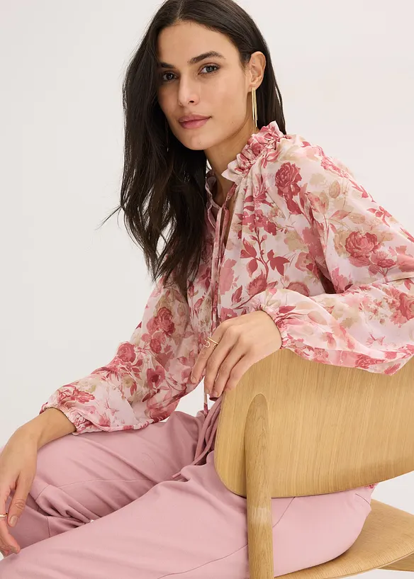 Tunique en mousseline avec lien &agrave; nouer, bonprix