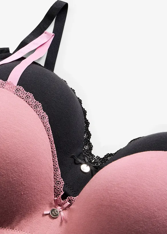 Push-Up-BH ohne B&uuml;gel mit Baumwolle (2er Pack), bonprix