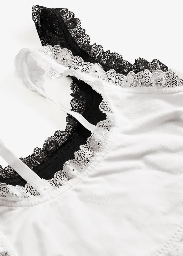 Bustier mit Bio-Baumwolle ​und Spitze (2er Pack), bonprix
